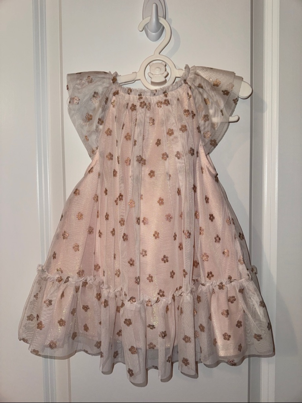 Cat & Jack Pink Dress with Gold Floral Accents
